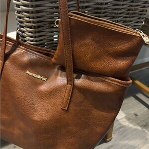 Montana West Brown Tote Bag with Pouch